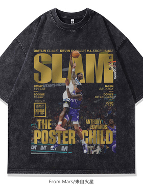 From Mars 暴富班恩 美式高街痞帅短袖潮牌宽松印花夏黑色t恤男女