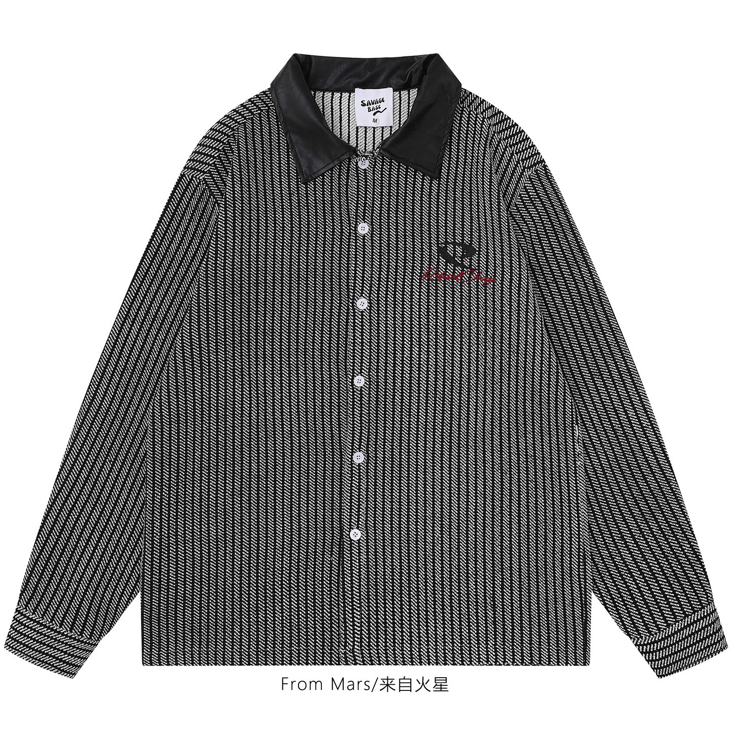 不觉长远条纹翻领宽松长袖衬衫