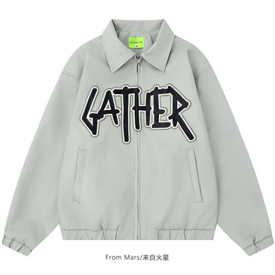 如约而至字母贴布宽松夹克外套