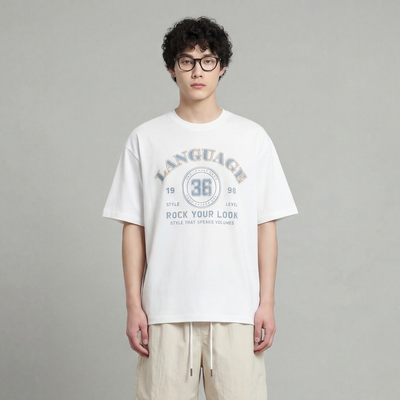 36号数字徽章印花短袖美式复古