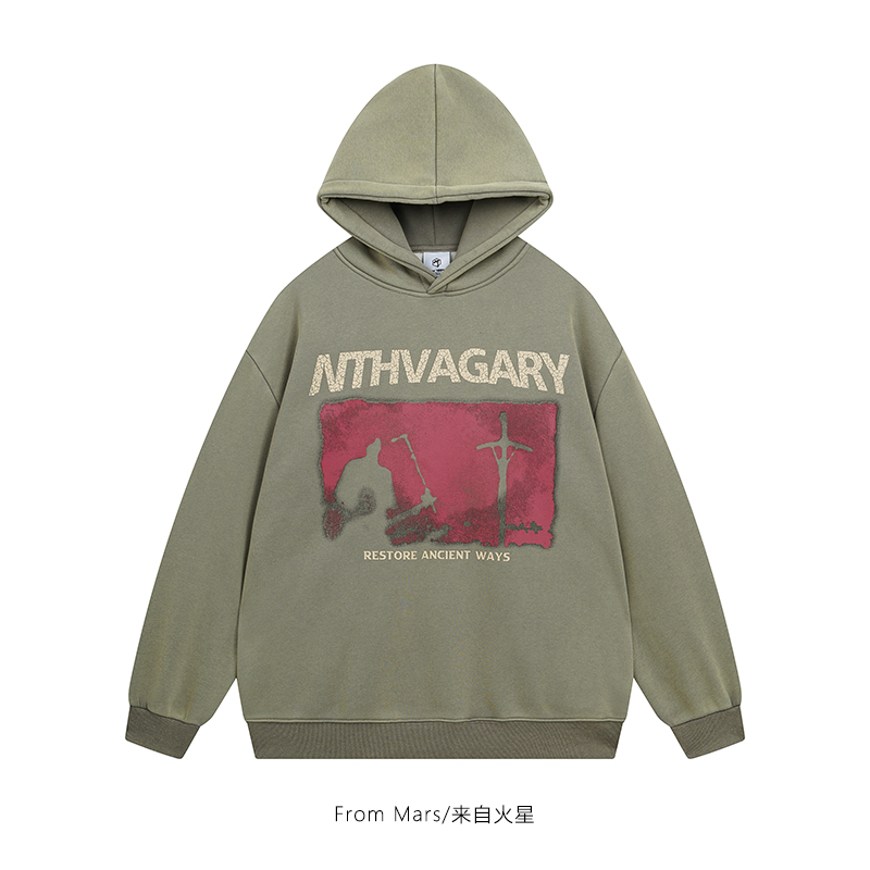 欧美高街创意印花连帽卫衣