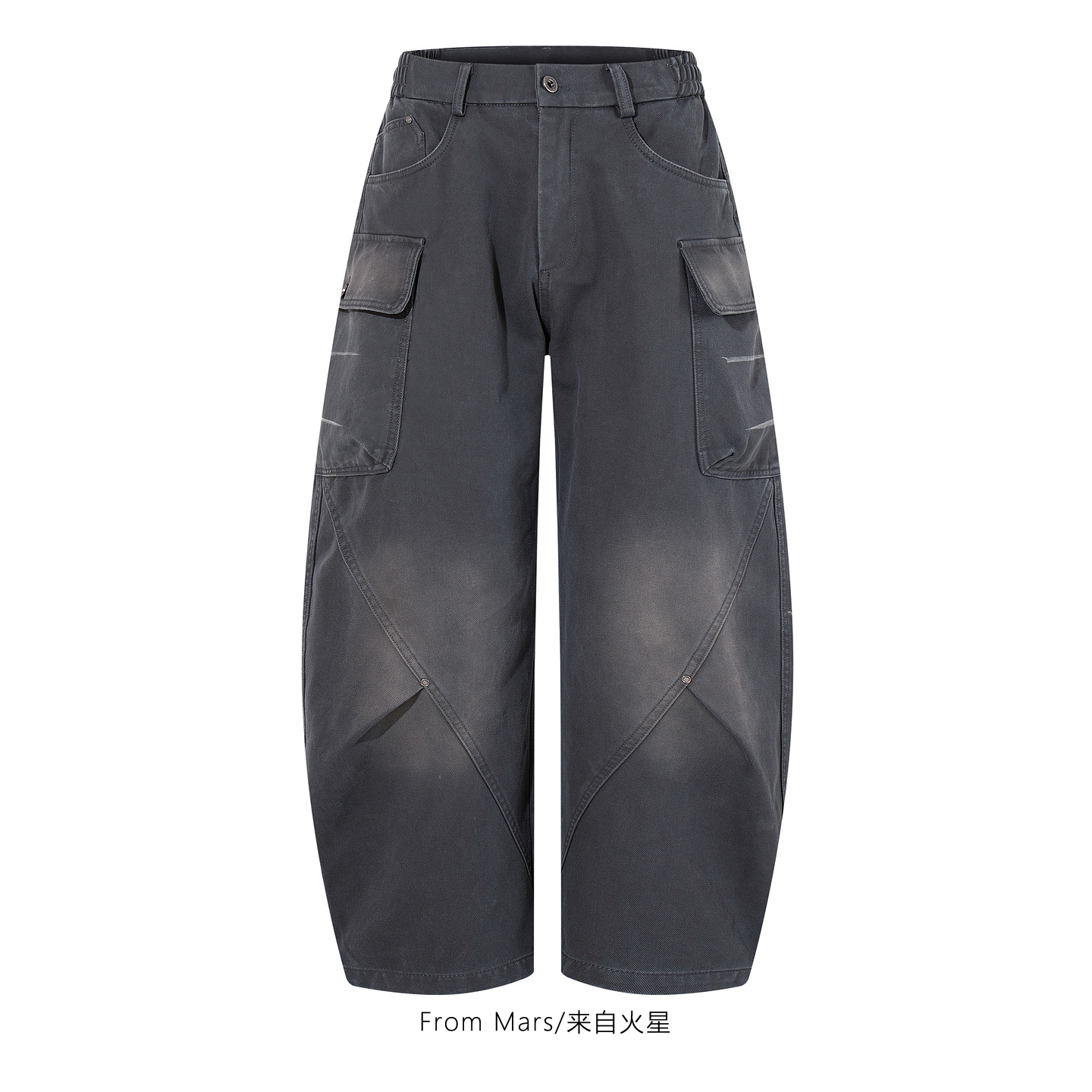 做旧宽松工装裤休闲直筒弯刀裤