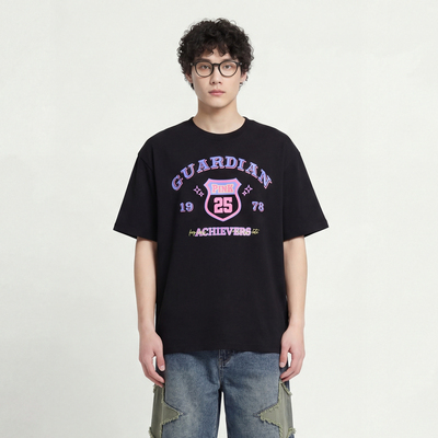 PINK25徽章短袖美式街头撞色