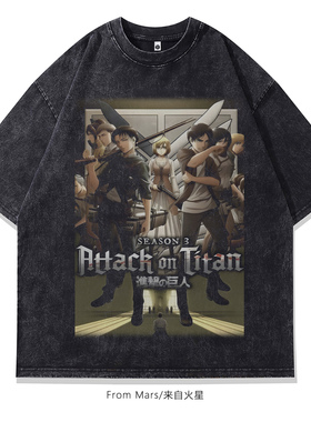 From Mars 大宇航员 美式复古短袖T恤男女夏季宽松休闲上衣黑色BF