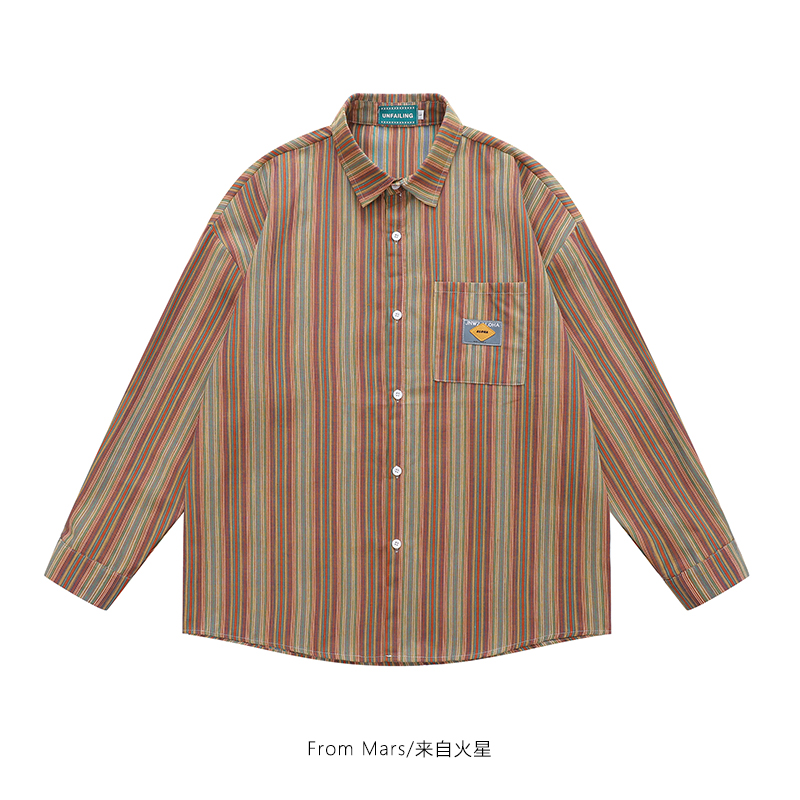 条纹男女宽松慵懒长袖衬衫