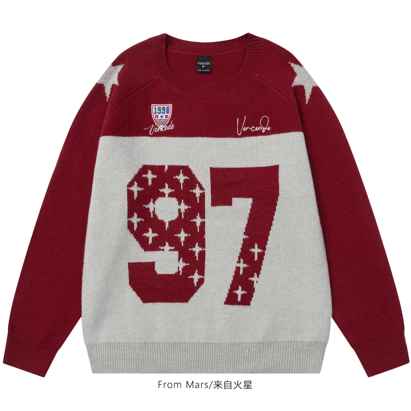 是记忆里字母印花宽松运动毛衣