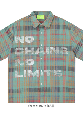 From Mars Letter checked street vintage short-sleeved shirt