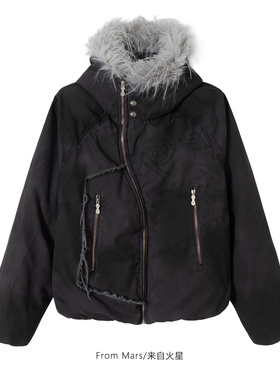 From Mars Suddenly it's cold. Wool-collar cotton-padded coat