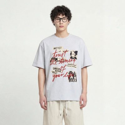 好想过夏小狗印花宽松短袖T恤BF