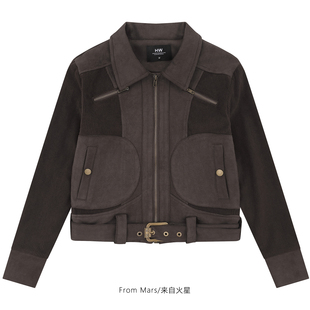 From Mars 不会绝迹 复古设计感潮酷vibe机车服短款工装夹克外套