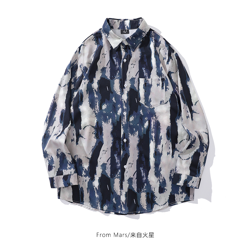长袖衬衫宽松休闲痞帅衬衣