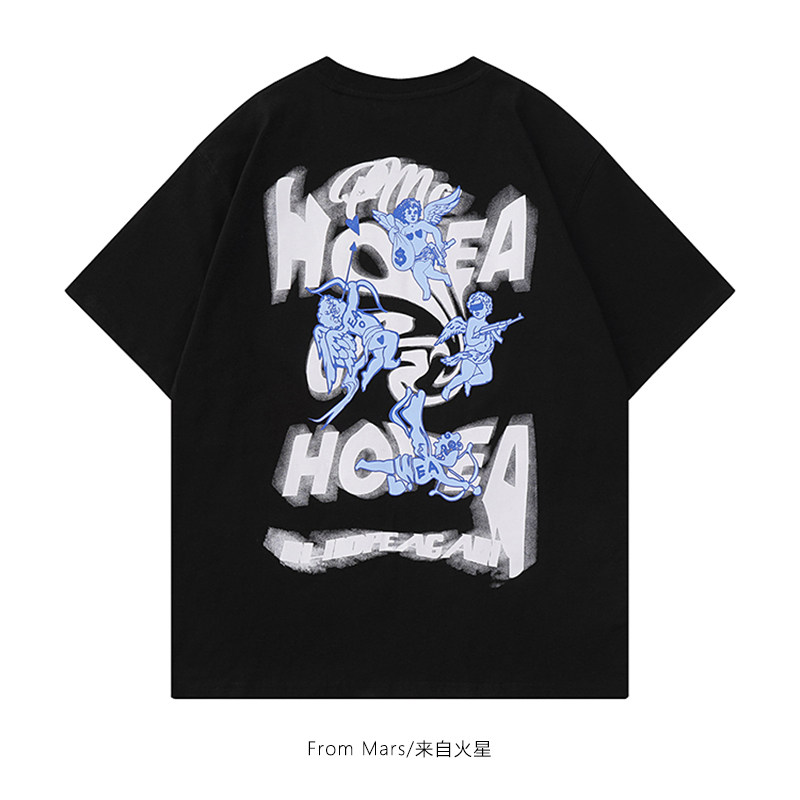 from mars 天使护卫队 日系原宿人物印花ins情侣街头休闲短袖t恤