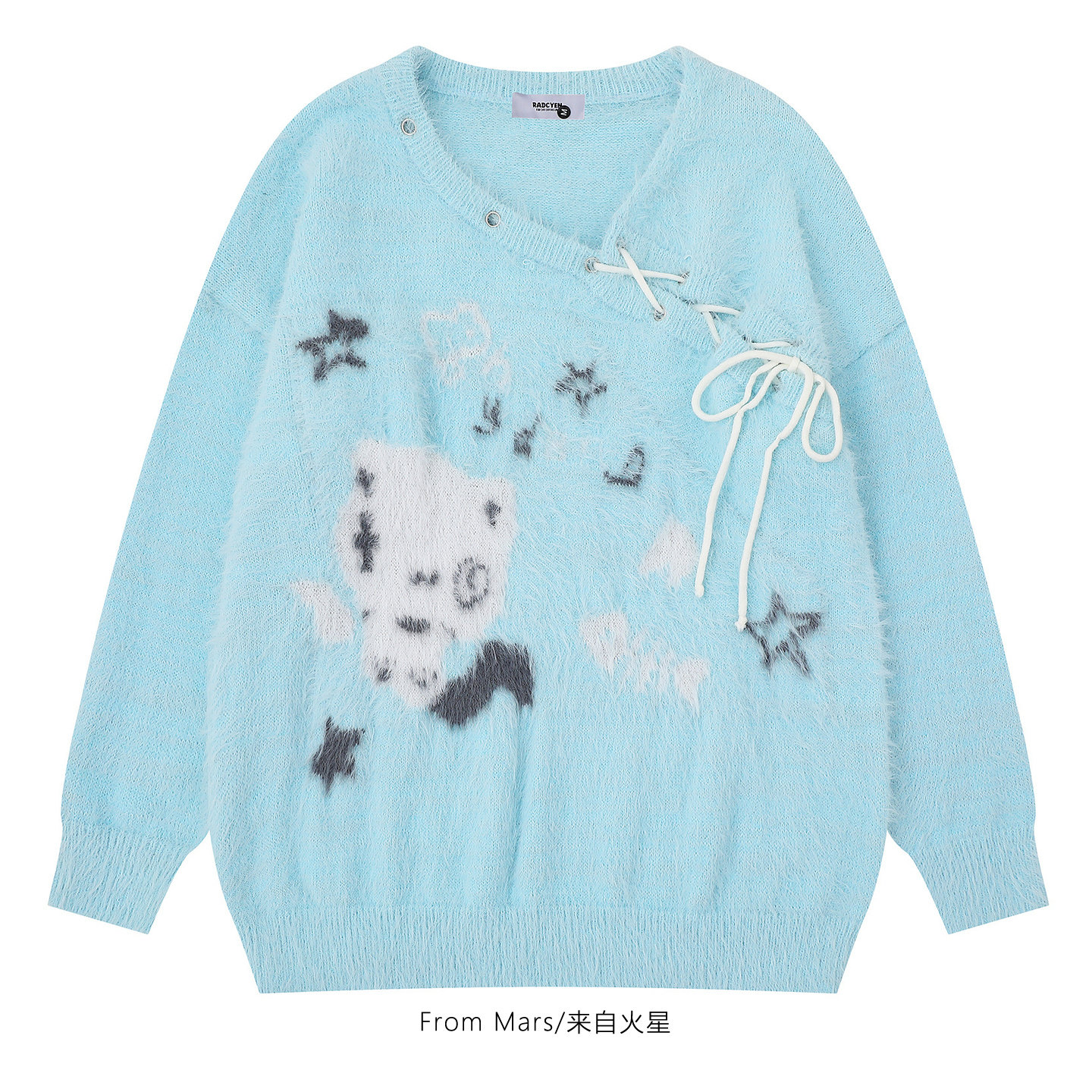 天黑得快绑带设计感女宽松毛衣