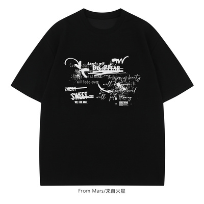 远方自由字母休闲宽松短袖T恤