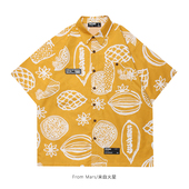 衬衫 From 夏天 趣味涂鸦设计感潮牌ins休闲度假短袖 Mars 菠萝味