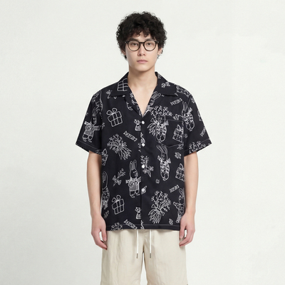 出门偶遇宽松短袖衬衫设计感