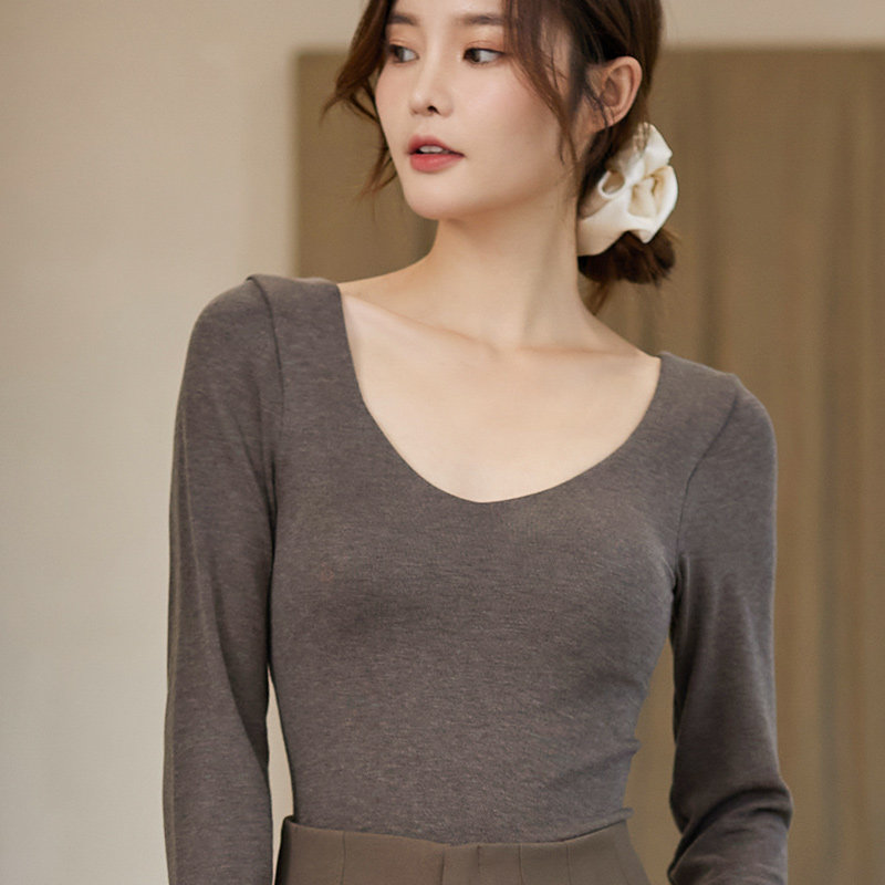 有致带胸垫秋冬低领百搭保暖内衣
