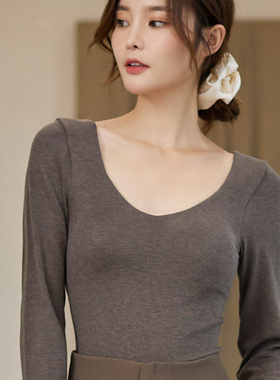 有致带胸垫保暖内衣女美雅碧发热无痕低领百搭秋冬打底衫上衣秋衣
