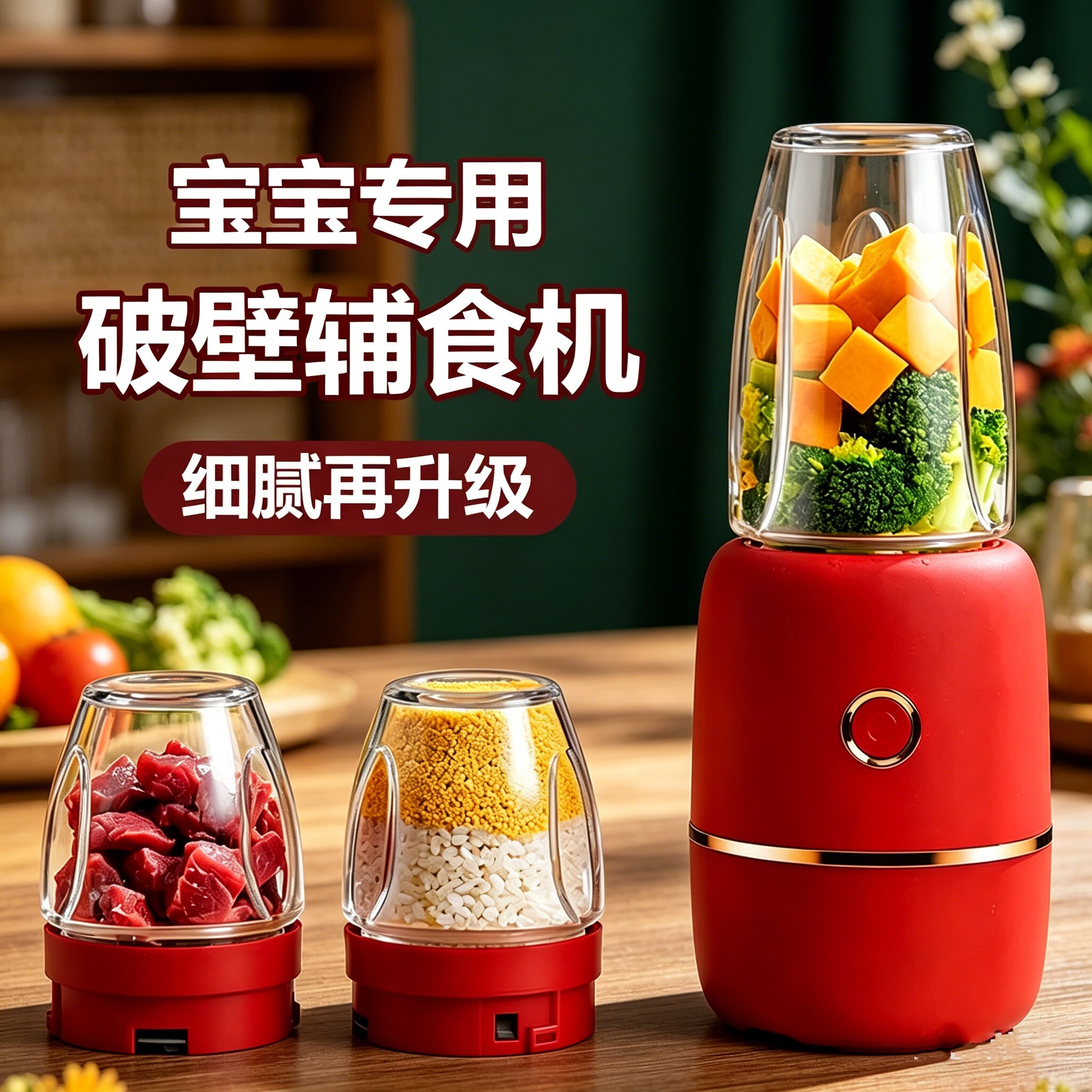 辅食机婴儿宝宝料理机小型多功能破壁机家用婴幼儿打泥研磨工具