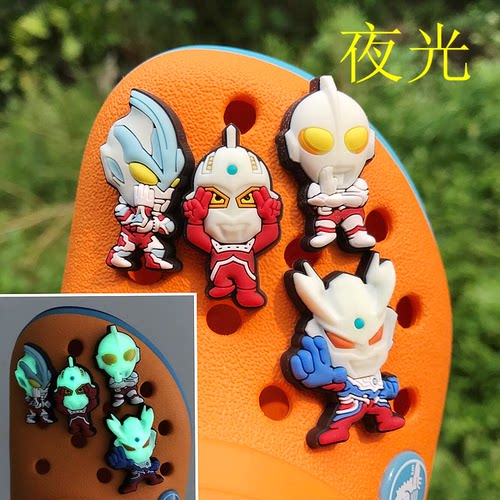正品crocs夜光奥特曼卡通鞋花