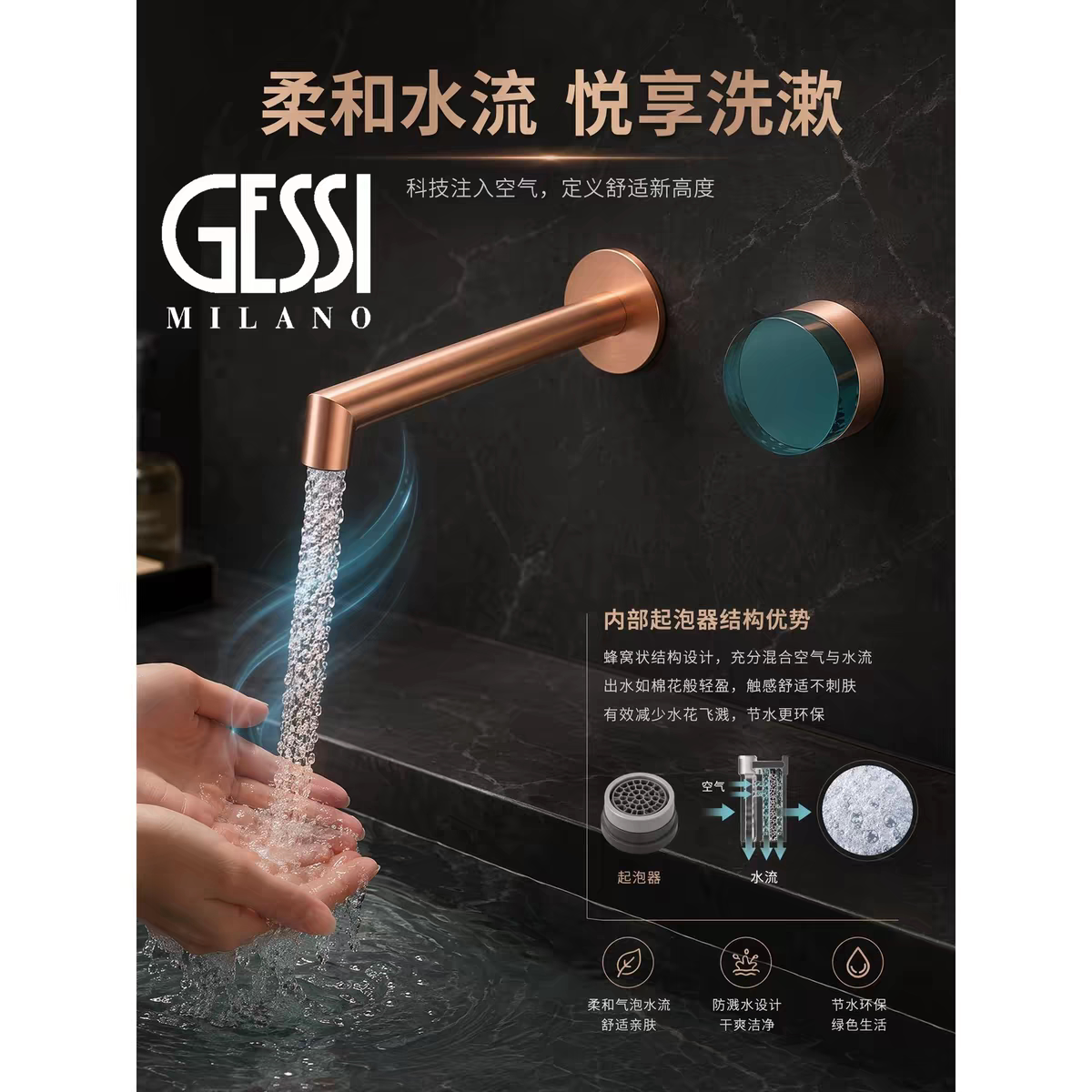 意大利GESSI全铜面盆龙头冷热洗脸盆水龙头卫生间浴室洗手盆龙头