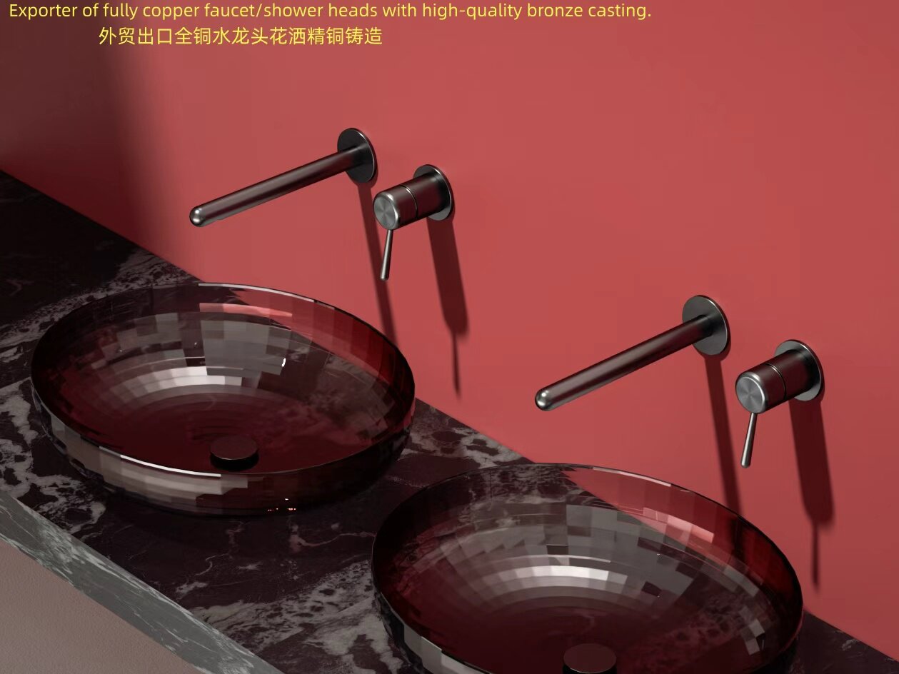 外贸出口全铜入墙面盆水龙头洗脸盆枪灰金色暗装水龙头冷热款多色