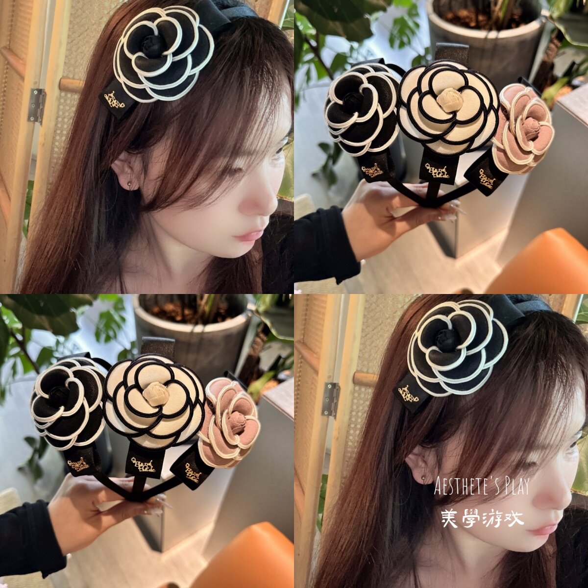 韩国东大门小香风布艺山茶花发卡