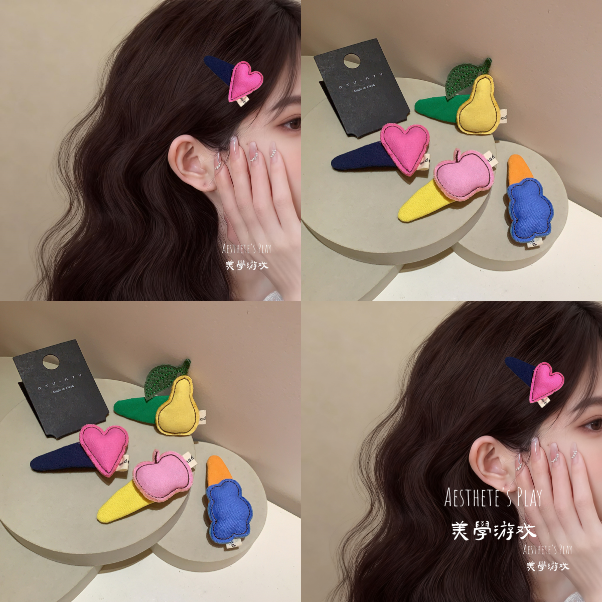 少女心韩系可爱BB夹苹果爱心梨云朵卡通女童发卡刘海碎发边夹头饰