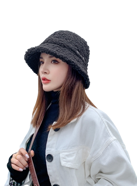 渔夫帽女毛绒百搭短檐秋冬季保暖