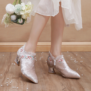 年轻款 软底新中式 百搭配旗袍长裙显白中跟 单鞋 女士2025春秋新款