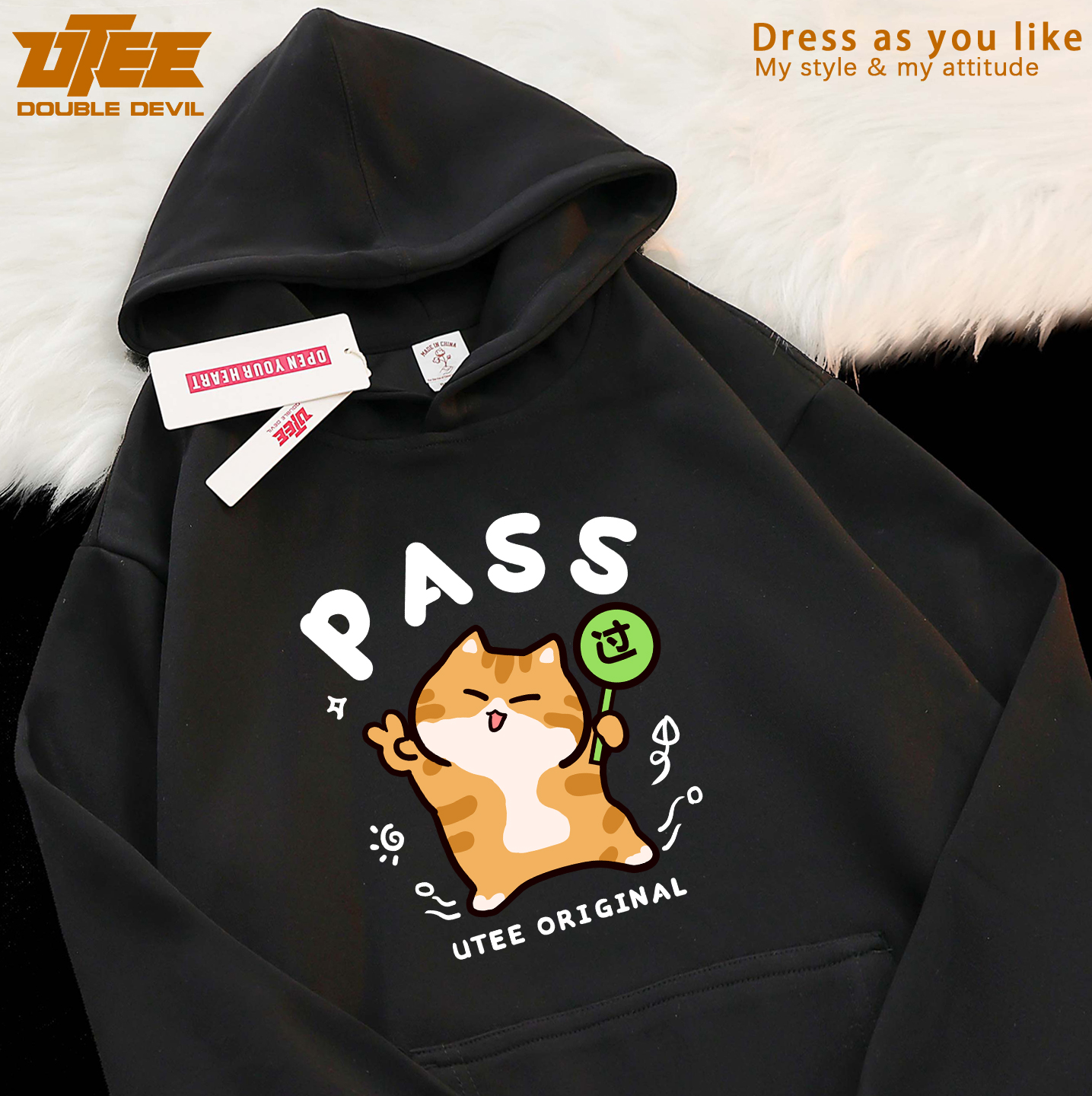 连帽卫衣宽松男女加绒情侣亲子装