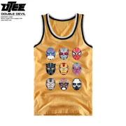 UTEE Avengers vest Phong cách Trung Quốc mặt sắt người đàn ông đội trưởng Mỹ màu đen panther cotton cổ tròn quần áo - Áo vest cotton