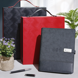 充电笔记本子多功能带U盘无线充电宝A5活页可拆卸移动电源记事本子商务高档实用办公送礼物礼品定制可印logo