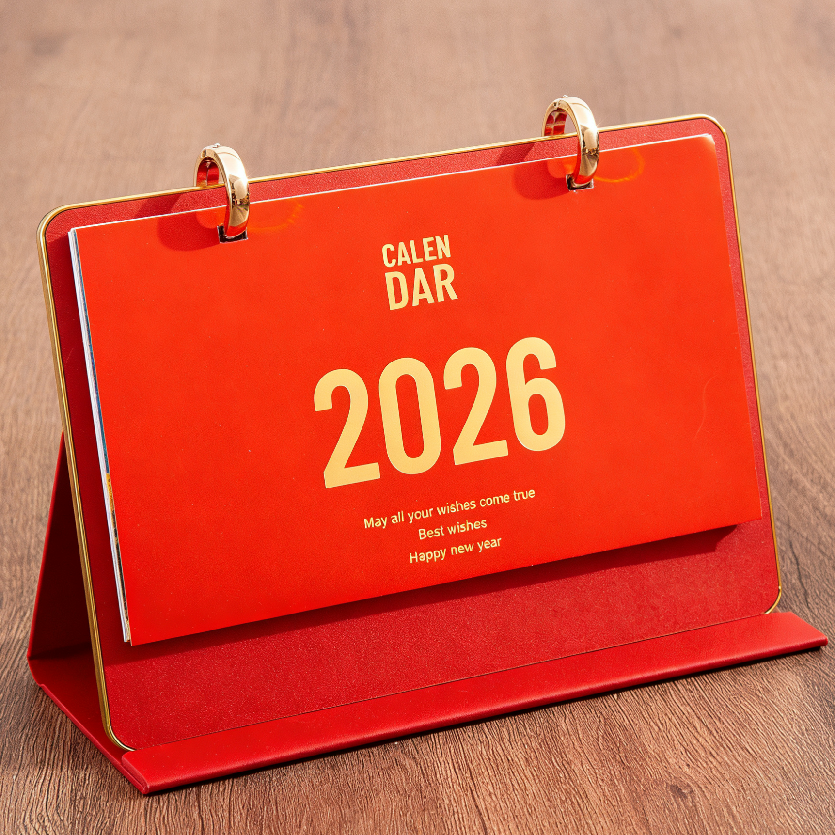 台历2026年定制新款商务三折皮质伴手礼实用办公桌面日历摆件工作