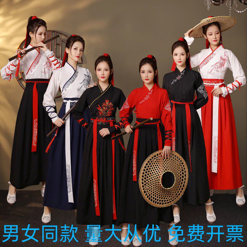 改良汉服魏晋风汉服写真服装舞蹈演出服中国风侠客情侣毕业班服装