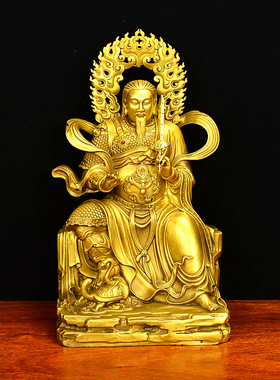 玄武祖师铜像黄铜真武大帝武当山祖师爷中式摆件模具铸造空心饰品