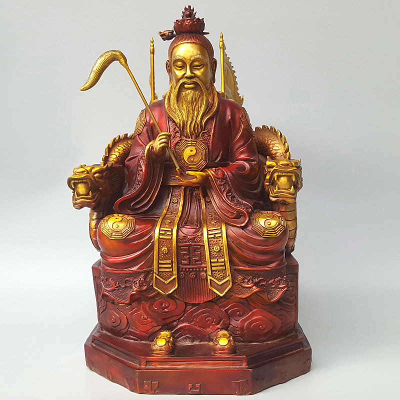 鸿钧老祖铜像三清师父洪君道人创始元灵祖师爷中式摆件家居工艺品