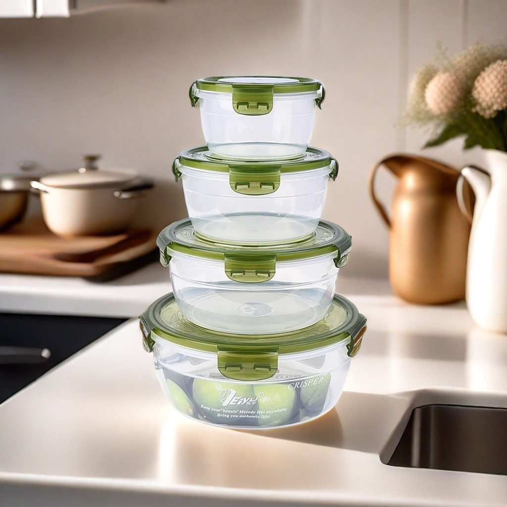 上班族便当饭盒专用冰箱食品盒圆形保鲜盒塑料微波炉加热带盖密封