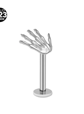 F136钛合金万圣节搞怪骷髅爪耳骨钉哥特金银两色耳蜗钉穿刺饰品