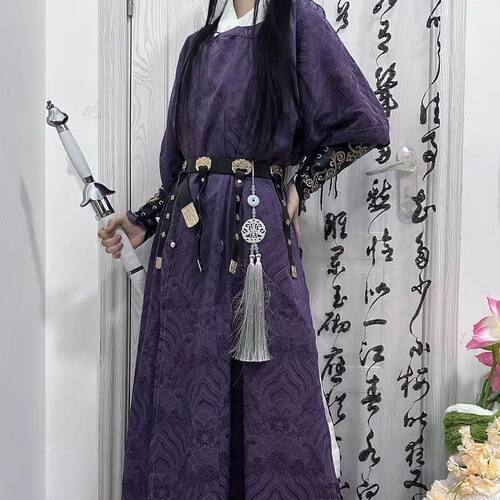 原创侠客汉服男女青少年帅气圆领唐制袍衫李白春秋款缺紫色爆同款