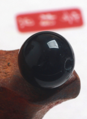 7A级天然纯黑乌金黑曜石散珠子圆珠单颗diy水晶手串貔貅手链材料