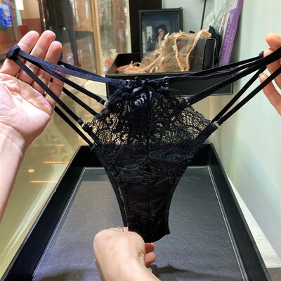 欧美风深蓝色蕾丝镂空性感内裤