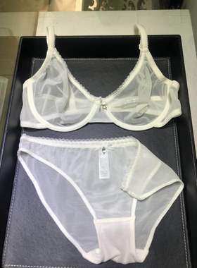 透明网纱文胸套装钢托胸罩女士内衣性感法式可爱聚拢大胸变小透视