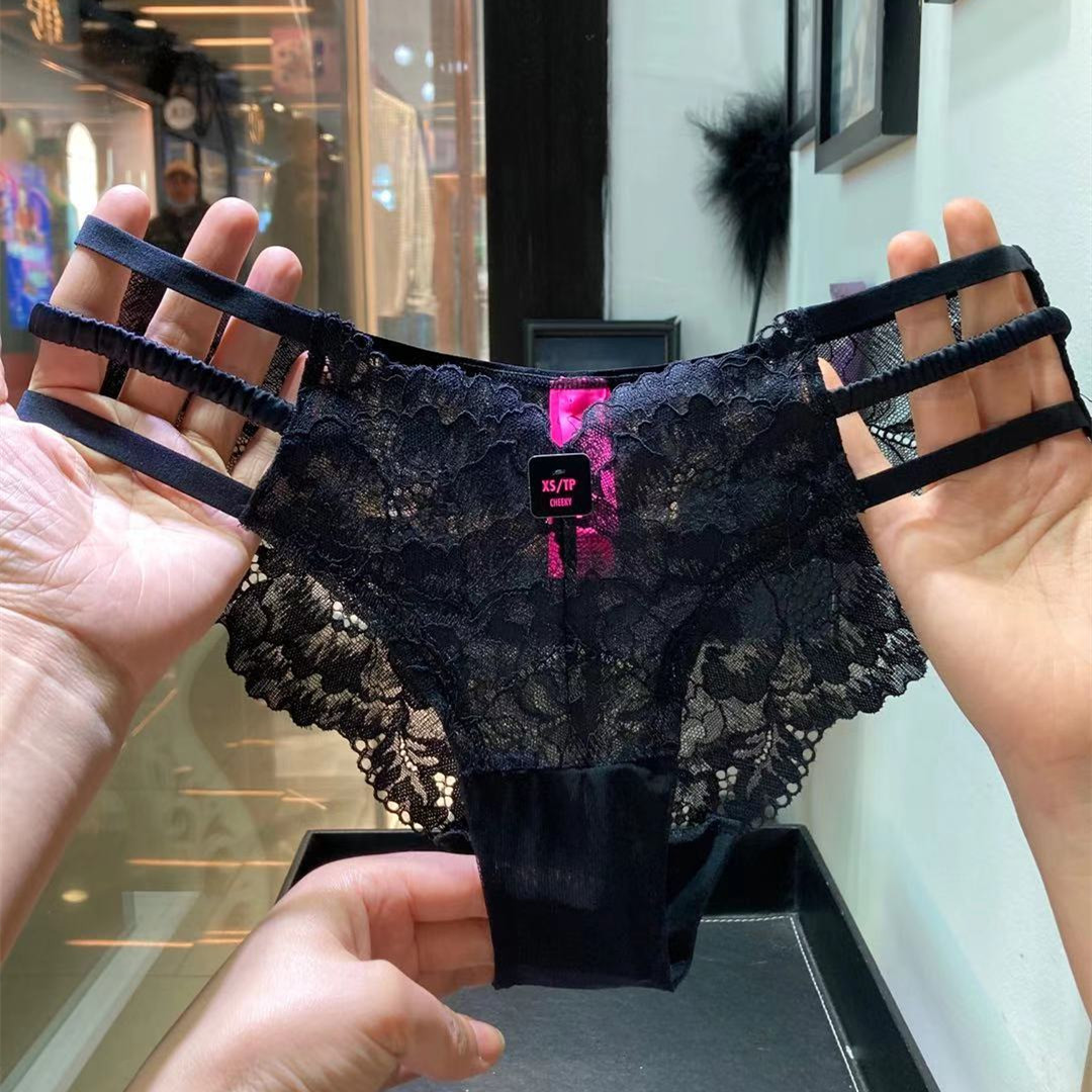 性感超薄蕾丝三角裤紫色低腰镂空