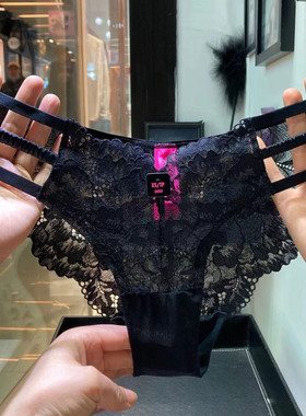 性感超薄蕾丝三角裤黑色白色紫色蜜桃臀低腰镂空内裤女1