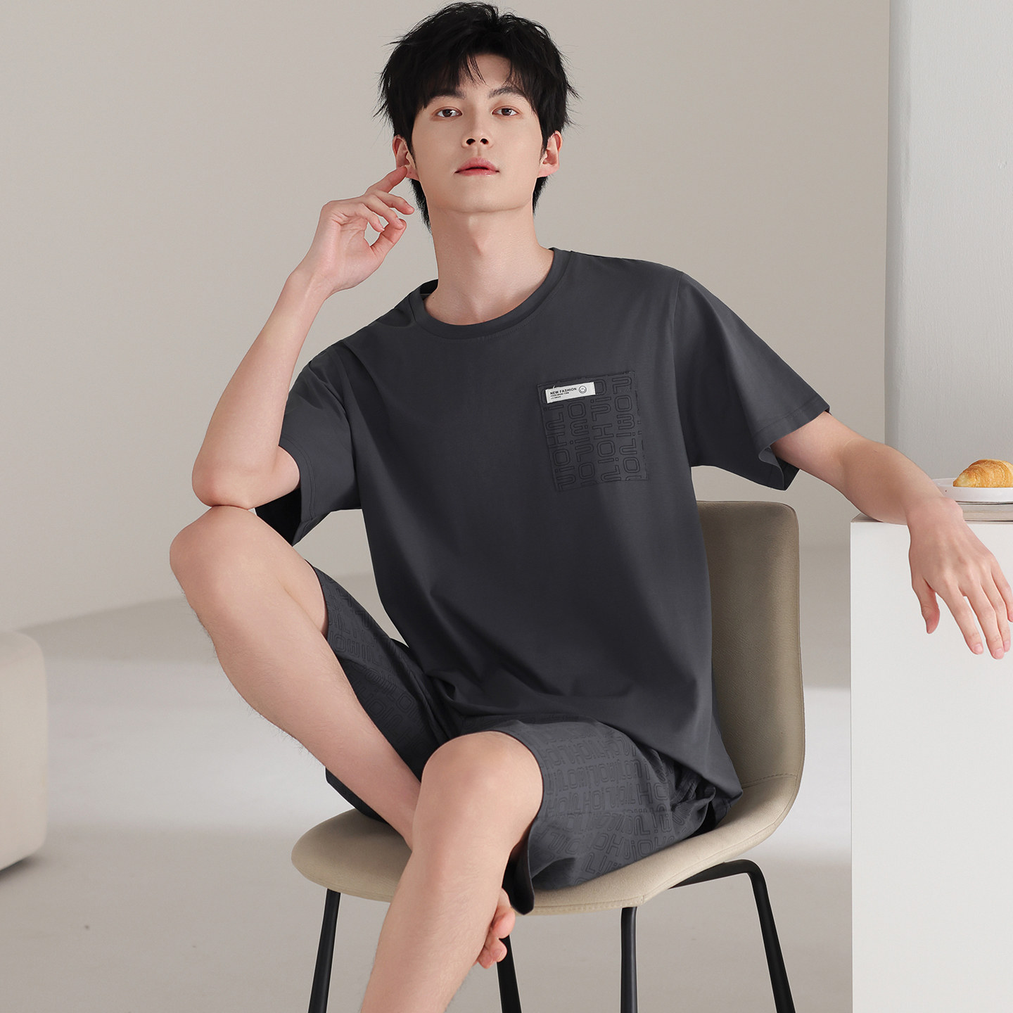 6XL超大码睡衣男加肥加大250斤男士青少年莫代尔薄款短袖短裤套装