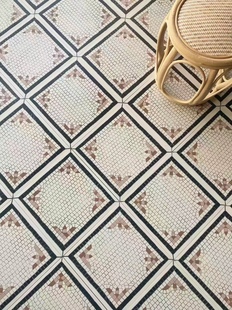 300x300港式复古怀旧小花砖全瓷直边厨卫茶餐厅露阳台墙地砖庭院