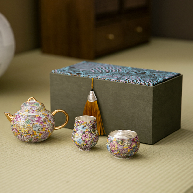高档陶瓷鎏银复古中式轻奢泡茶壶
