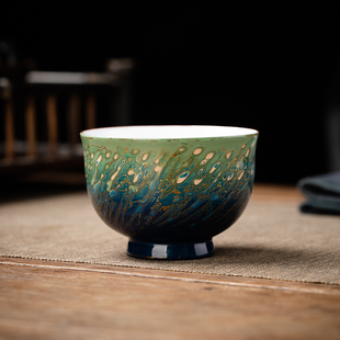 大漆白瓷高档手绘家用主人杯闻香杯禅定杯碗杯茶具个人专用茶杯