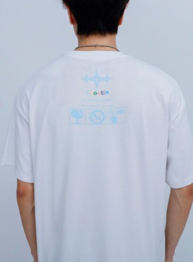 SHOOTIN彩色胸前logo字母流行T恤宽松街头潮流嘻哈男女短袖